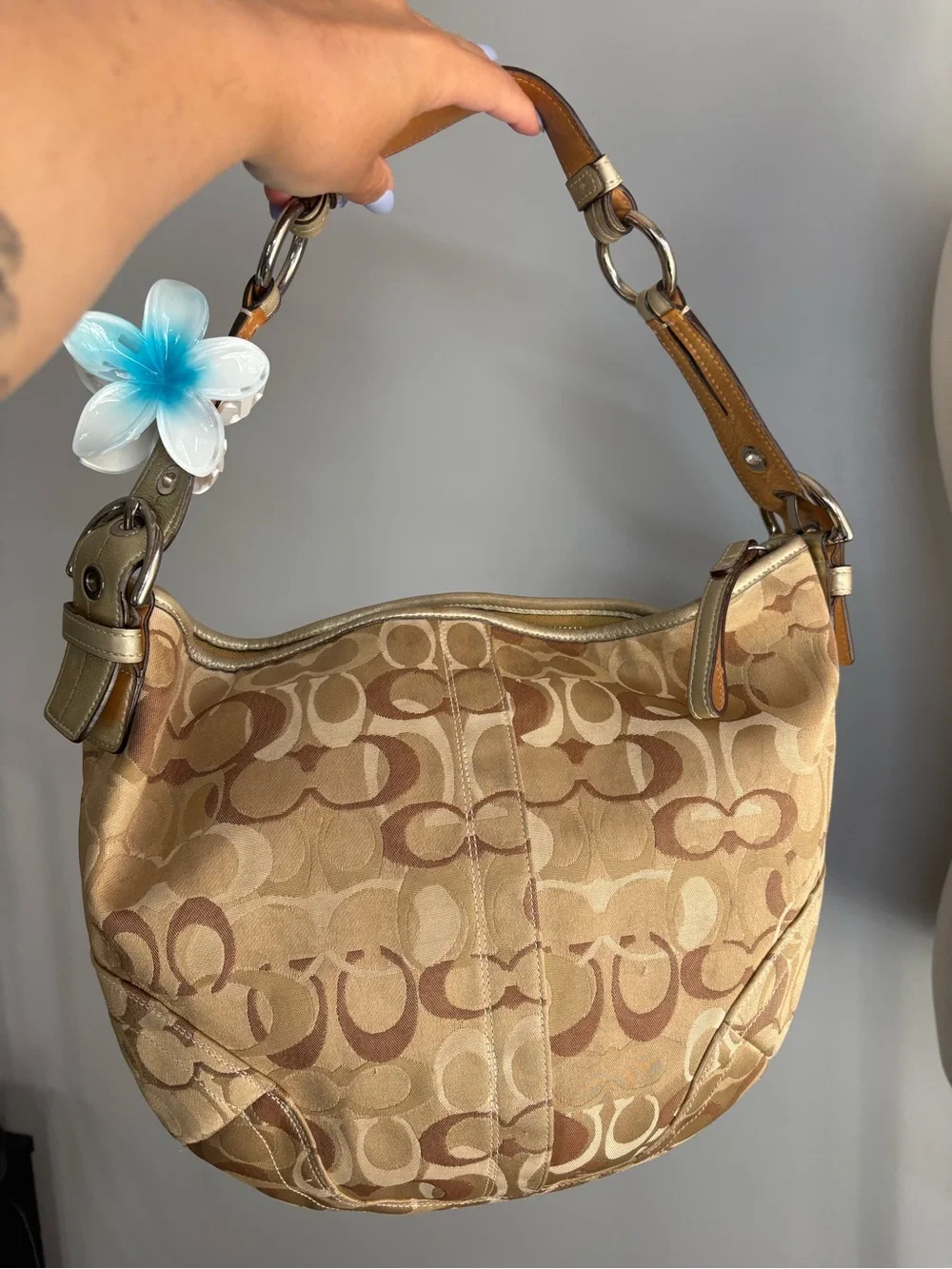 Vintage Y2K Coach SoHo Tan Signature Canvas Hobo Bag